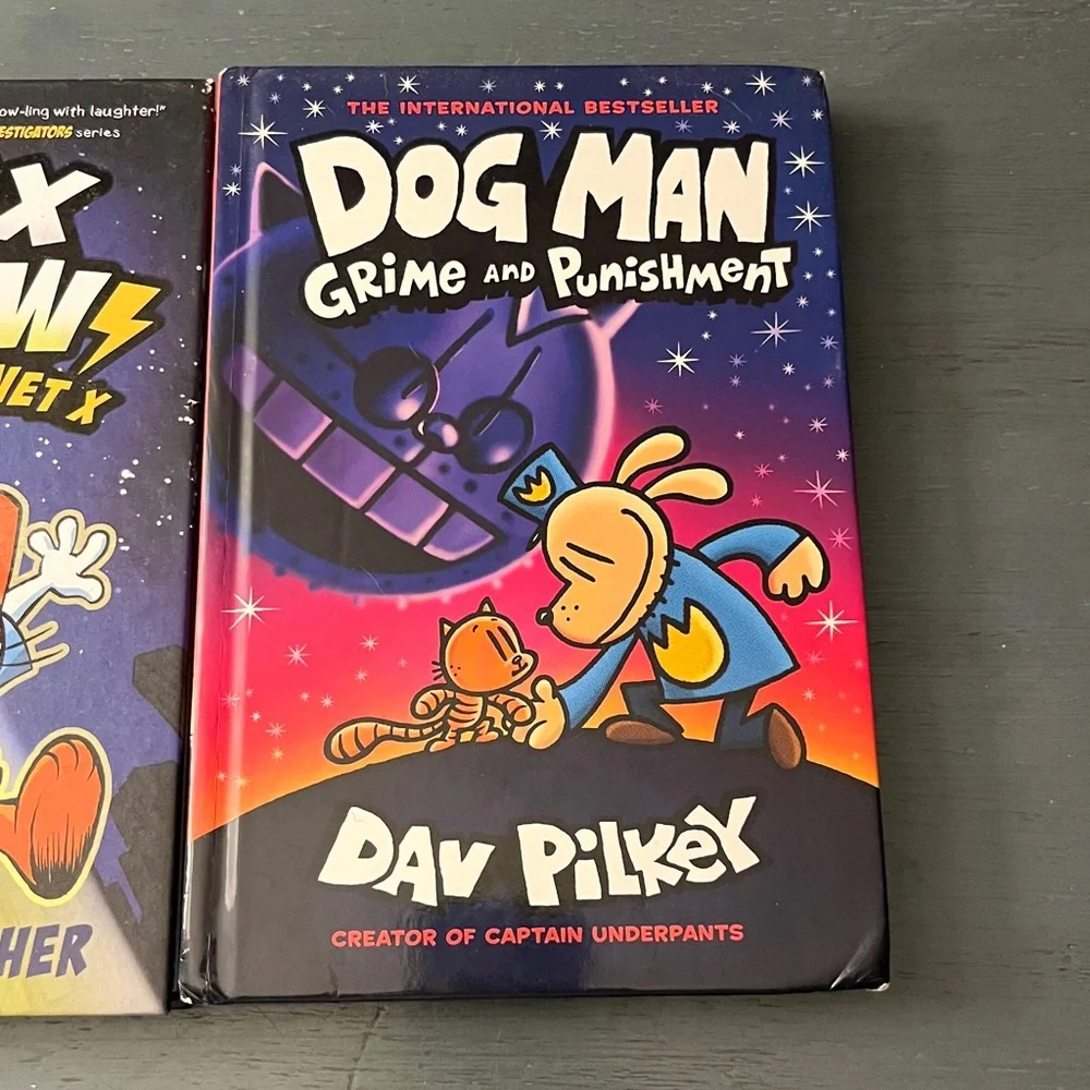 Dog Man #9 Grime and Punishment + Max Meow #3 Hardcover Book Bundle EUC